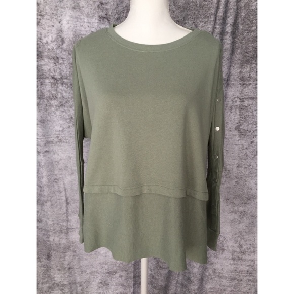 Sage Drop Shoulder Sweater w/Snap Sleeve S-XL - Picture 5 of 8